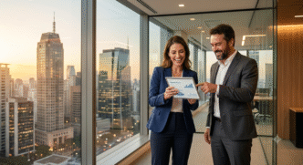 Consultor financeiro da HealthMoney em atendimento personalizado com cliente