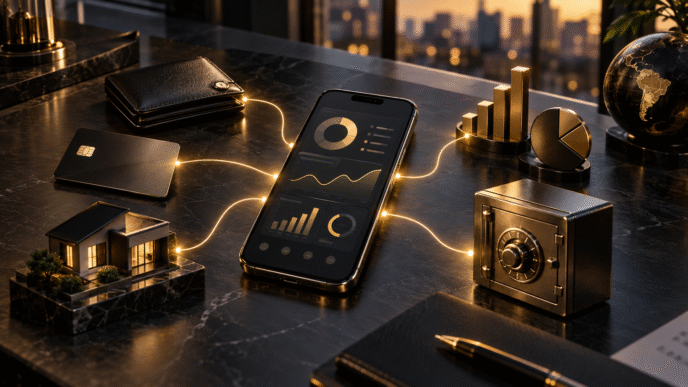 Aplicativo de controle financeiro conecta contas, investimentos, patrimônio e segurança de dados